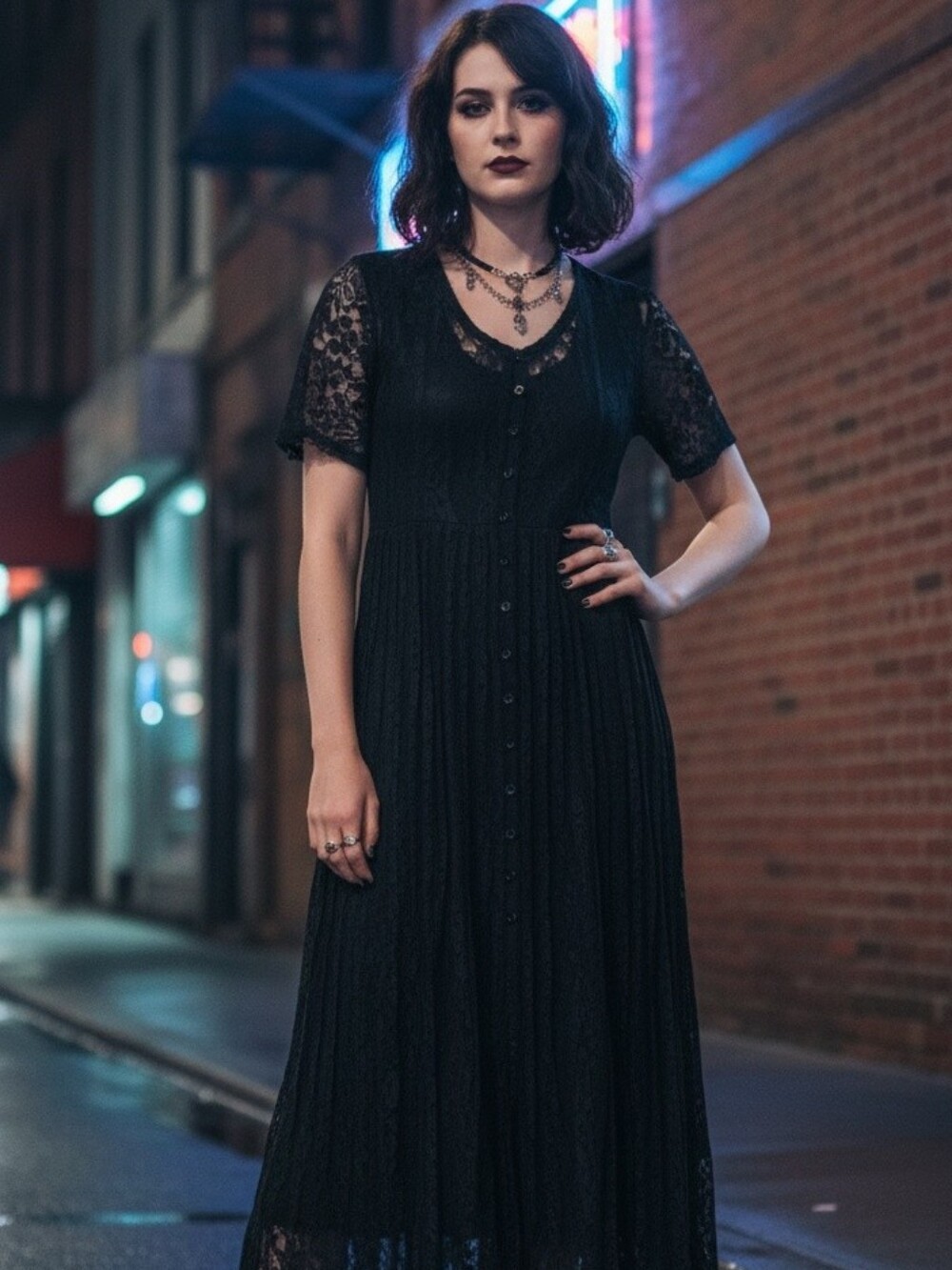 Vintage Whimsagoth Black Lace Maxi Dress: A Bohemian Gypsy Dream!